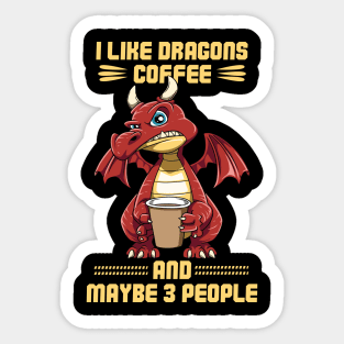 Funny Grumpy Dragon Coffee Lover Hate Morning Fantasy Animal Sticker